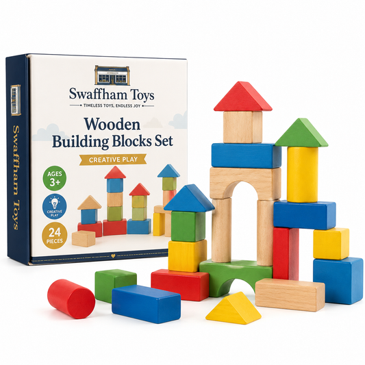 Swaffham Toys Wooden Building Blocks Set – 24 Pieces